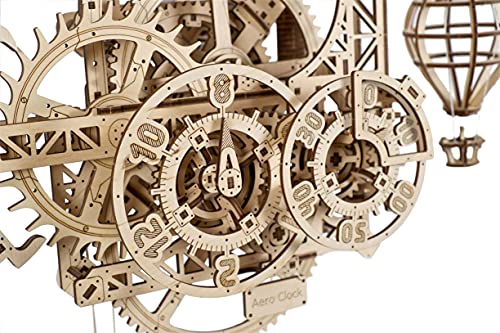 UGEARS Puzzle 3D de Reloj de Péndulo - El Aerorreloj - Aero Clock - Maquetas para Montar de Relojes de Péndulo de Pared - Maquetas de Madera mecánicas - Maquetas para Construir para Adultos y niños
