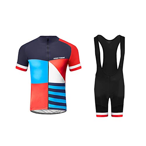 UGLY FROG Ciclismo Maillot, Hombres Jersey + Pantalones Cortos Babero Mangas Cortas de Ciclismo Ropa Maillot Transpirable para Deportes al Aire Libre Ciclo Bicicleta DXMX01F