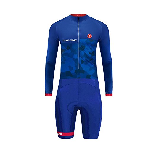 UGLY FROG Hombres Monos Manga Corto/Larga del Verano Transpirable Ciclismo Skinsuit Sets con Gel Pad Exterior Sportswear Triatlón Ropa Bodies Triatlón Clothes-Siamés