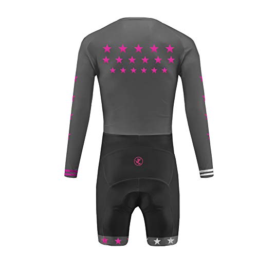 UGLY FROG Hombres Monos Manga Corto/Larga del Verano Transpirable Ciclismo Skinsuit Sets con Gel Pad Exterior Sportswear Triatlón Ropa Bodies Triatlón Clothes-Siamés