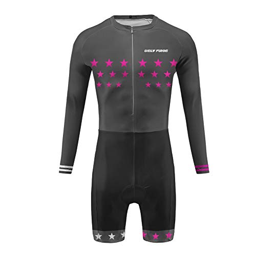 UGLY FROG Hombres Monos Manga Corto/Larga del Verano Transpirable Ciclismo Skinsuit Sets con Gel Pad Exterior Sportswear Triatlón Ropa Bodies Triatlón Clothes-Siamés