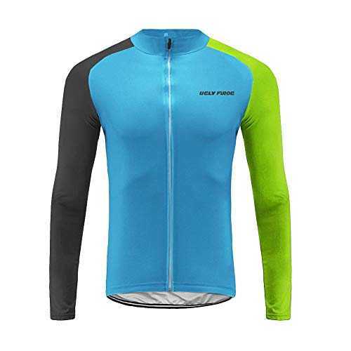 UGLY FROG Invierno Traje Jerseys de Ciclismo para Hombre,Conjunto Ropa de Ciclo,or Pantalones Acolchados Top + 20D de Manga Larga Pantalones,A Prueba de Viento, Transpirable y Que Absorbe El Sudor