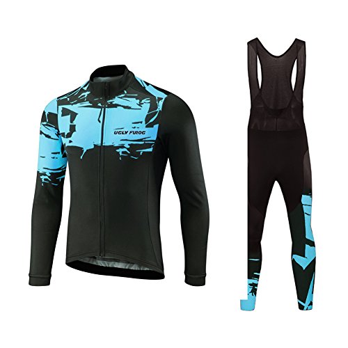 UGLY FROG Nuevo De Invierno Mantener Caliente MTB Manga Larga Maillots Bicicleta Hombre Invierno Ciclismo Hombre Bodies +Long Bib Pant with Gel Pad Equipo de Ciclismo