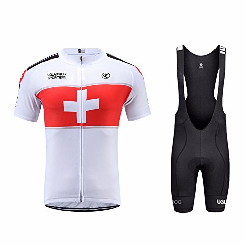 UGLY FROG Ropa Manga Corta Hombre Maillots+Bib Short Ciclismo Kit with Gel Pad Sommer Triatlón Clothes