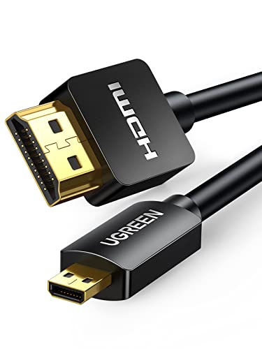 UGREEN Cable Micro HDMI a HDMI, 4K Alta Velocidad Adaptador Micro HDMI to HDMI Ethernet ARC 3D, Compatible con Gopro Hero 6 Black, Raspberry Pi4, Cámara, BQ Aquaris M10 M8, Sony Alpha A6000,TV,3 Metro