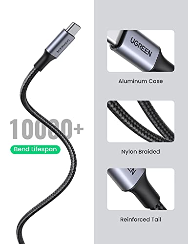 UGREEN Cable USB C, 3A Cable USB Tipo C Carga Rápida Nylon Trenzado y Sincronización de Datos Compatible con Galaxy S21 S20, Note10 S10 S9, Xiaomi Redmi Note 9 8, Mi 10 A2, Huawei P40/P30 (0,5 Metros)