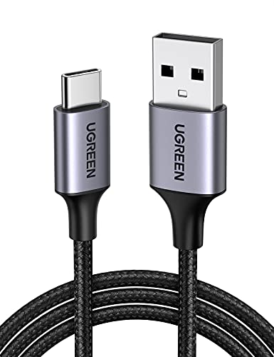 UGREEN Cable USB C, 3A Cable USB Tipo C Carga Rápida Nylon Trenzado y Sincronización de Datos Compatible con Galaxy S21 S20, Note10 S10 S9, Xiaomi Redmi Note 9 8, Mi 10 A2, Huawei P40/P30 (0,5 Metros)