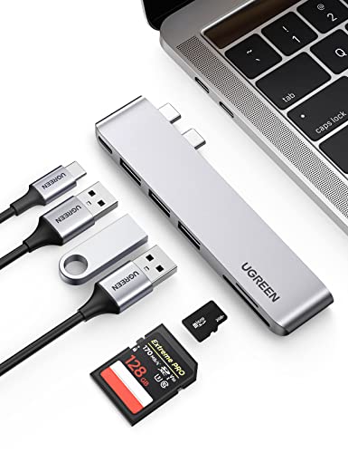 UGREEN HUB USB C 6 En 2, Adaptador Macbook Air M1 a 3 Puertos USB 3.0, Lector de Tarjeta SD TF, USB C Thunderbolt 3 100W Power Delivery Compatible con Macbook Pro M1 2020 2019 16'' Macbook Air M1 2020