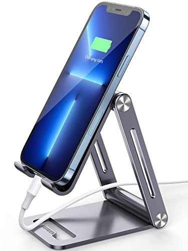 UGREEN Soporte Movil, Soporte Telefono Móvil Mesa Plegable Atril Movil Mesa Multiángulo Soporte Smartphone Mesa Ajustable de Aluminio Compatible con iPhone 13/12,Galaxy S21,Xiaomi Redmi Note 10/9 Pro