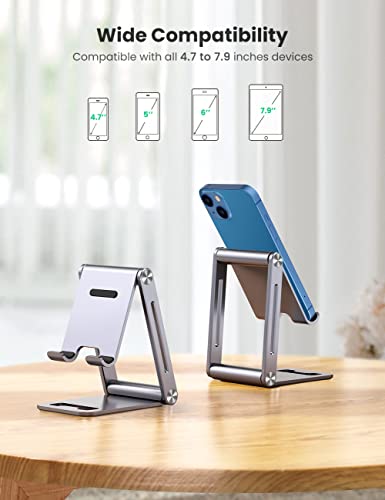 UGREEN Soporte Movil, Soporte Telefono Móvil Mesa Plegable Atril Movil Mesa Multiángulo Soporte Smartphone Mesa Ajustable de Aluminio Compatible con iPhone 13/12,Galaxy S21,Xiaomi Redmi Note 10/9 Pro