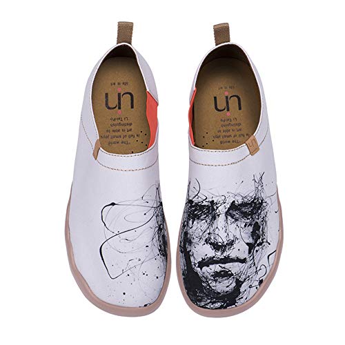 UIN Hombres Blanco Silencioso de Viaje Informal Negro + Silp de Lycra en Zapatillas Cómodas 43