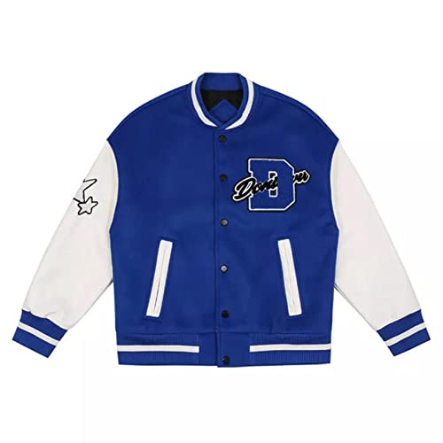 UKKO Chaqueta De Beisbol Bordado Béisbol Uniforme Chaquetas Mujeres Sueltas De Pie Collar Costura Chaqueta Abrigo Alto Calle Tendencia Marea-14,XL