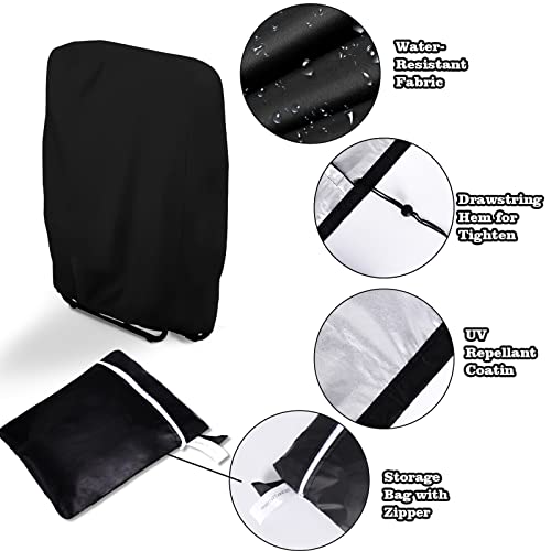 Ulikey 2pcs Funda para Sillas Plegables de Tela Oxford 210D, Fundas Plegables para Tumbona para Exteriorse, Funda para Silla de Jardín Antipolvo, Impermeable, Anti-UV, con Bolsa de Transporte (Negro)