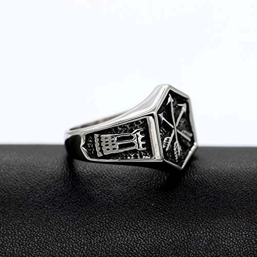 Uloveido Banda Ancha de Boda para Hombre Anillo de Flecha de Acero Inoxidable Punk Biker Hexágono Anillos Niños Hombres Fiesta de Cumpleaños Anillo de Joyería Y522