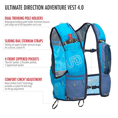 Ultimate Direction Aventura Chaleco V4 HOMBRE CORRER Hidratación Chaleco Azul - Azul, Medium