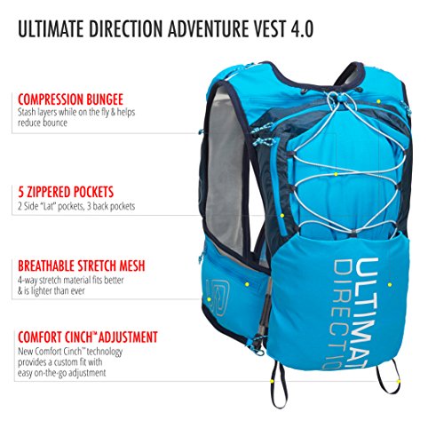 Ultimate Direction Aventura Chaleco V4 HOMBRE CORRER Hidratación Chaleco Azul - Azul, Medium