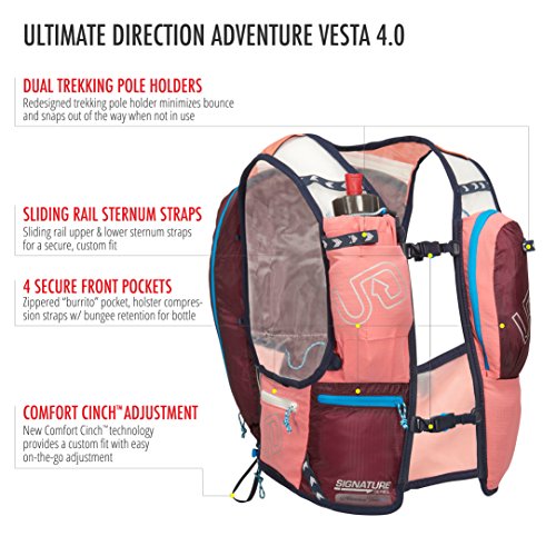 Ultimate Direction aventura VESTA V4 Mujer Hidratación Camiseta Para Correr/Mochila Coral - Coral, M-L