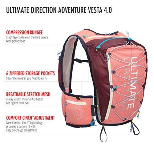 Ultimate Direction aventura VESTA V4 Mujer Hidratación Camiseta Para Correr/Mochila Coral - Coral, M-L