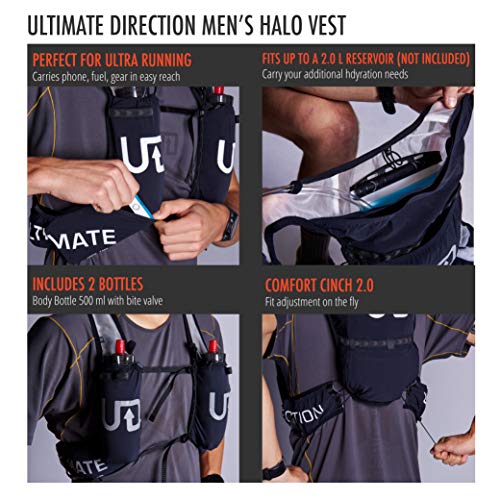 Ultimate Direction MEN's Halo MD Black, Mochila Hidratante para Hombre, Negro, Medium