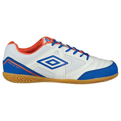 Umbro Sala CT, Zapatilla de fútbol Sala, White-Regal Blue-Tangerine Tango, Talla 9.5 US (43 EU)