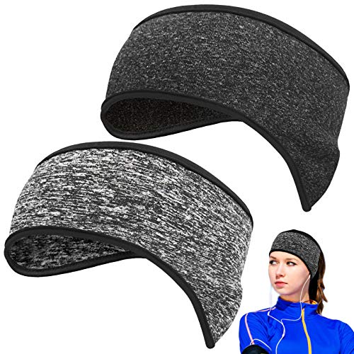 UMHeLL Diadema Deportiva, 2 Piezas Térmico Orejeras de cobertura total cintas pelo deportivas Sudor Absorbente de Humedad Banda Chico Hombre Mujer para Yoga Correr Fitness Ciclismo y Moto