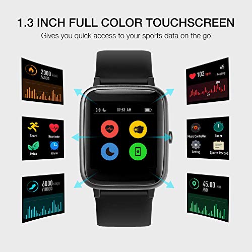 UMIDIGI Reloj Inteligente Uwatch3 Smartwatch 5ATM Impermeable con Cronómetro Pulsera Actividad Inteligente Reloj de Fitness con Podómetro Smartwatch Mujer Hombre niños para iOS y Android [Nergo]