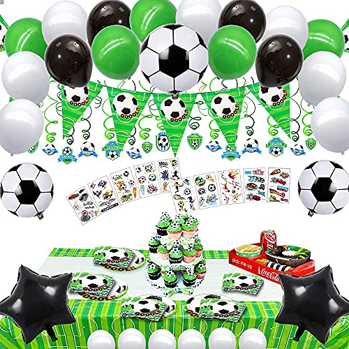 uministros de fiesta de fútbol para el día del juego de cumpleaños, decoración de cumpleaños y globo de cumpleaños y etiqueta engomada del tema del fútbol para los niños, los fanáticos del fútbol