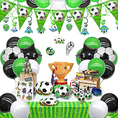 uministros de fiesta de fútbol para el día del juego de cumpleaños, decoración de cumpleaños y globo de cumpleaños y etiqueta engomada del tema del fútbol para los niños, los fanáticos del fútbol