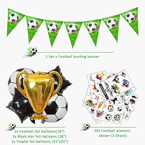 uministros de fiesta de fútbol para el día del juego de cumpleaños, decoración de cumpleaños y globo de cumpleaños y etiqueta engomada del tema del fútbol para los niños, los fanáticos del fútbol