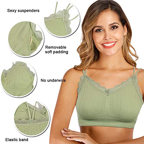 UMIPUBO 4 Piezas de Sujetador de Camisola para Mujer Sujetador de Tubo de Cuello V Banda Sujetador de Dormir Sujetador Deportivo Ropa Interior con Tirantes Elásticos (E, Talla única)