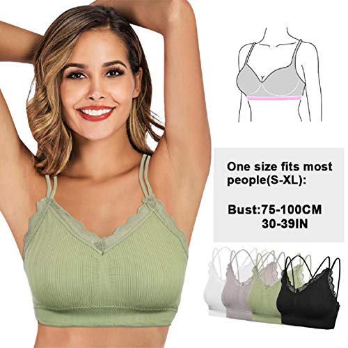 UMIPUBO 4 Piezas de Sujetador de Camisola para Mujer Sujetador de Tubo de Cuello V Banda Sujetador de Dormir Sujetador Deportivo Ropa Interior con Tirantes Elásticos (E, Talla única)