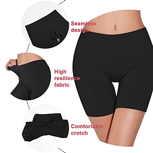 UMIPUBO Bragas Mujer Leggings Cortos Boxer Algodon Shorts Pantalones Deportivas Falda Leotardos de Seguridad Ropa Interior Slipshort para Running, Yoga y Ejercicio (Negro, M)