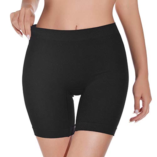 UMIPUBO Bragas Mujer Leggings Cortos Boxer Algodon Shorts Pantalones Deportivas Falda Leotardos de Seguridad Ropa Interior Slipshort para Running, Yoga y Ejercicio (Negro, M)