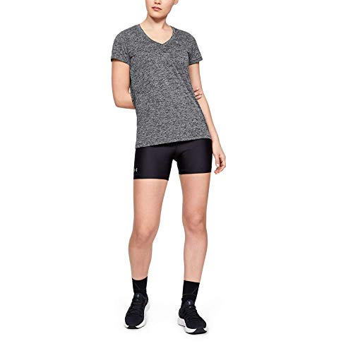 Under Armour Tech Short Sleeve V - Twist, Camiseta Mujer, Negro (Black / Metallic Silver) , XS