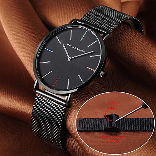 Unendlich U- Fashion Relojes de Pulsera para Hombres Mujeres Correa de Acero Inoxidable Relojes Analógico Cuarzo de Negocios para Hombres Casual Impermeable Resistente al Agua