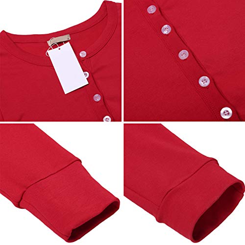 UNibelle Mono Mujer Chaleco de Manga Larga Ropa Interior térmica Adulto Unisex Loungewear Pijamas Rojo XL