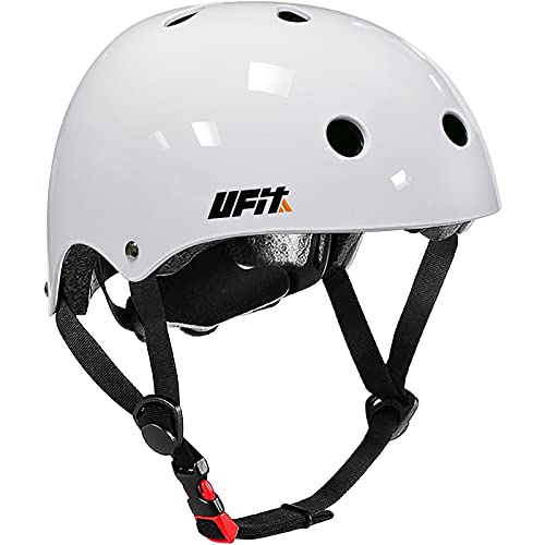 UniqueFit Niños Casco Juvenil Niños Niñas Casco Ajustable para Ciclismo Patineta Scooter Patineta BMX BMX (Blanco Brillante, Small(3-8 años))