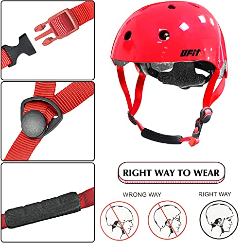 UniqueFit Niños Casco Juvenil Niños Niñas Casco Ajustable para Ciclismo Patineta Scooter Patineta BMX BMX (Rojo Brillante, Small(3-8 años))