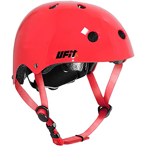 UniqueFit Niños Casco Juvenil Niños Niñas Casco Ajustable para Ciclismo Patineta Scooter Patineta BMX BMX (Rojo Brillante, Small(3-8 años))