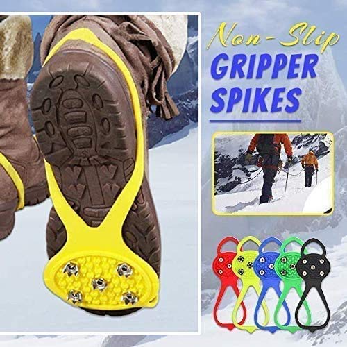 Universal Non-Slip Gripper Spikes, Ice Cleats Snow Grips Walk Traction Cleats for Boots Shoes, Anti-Slip Over Shoe Durable Cleats with Good Elasticity, Easy to Pull On or Take Off