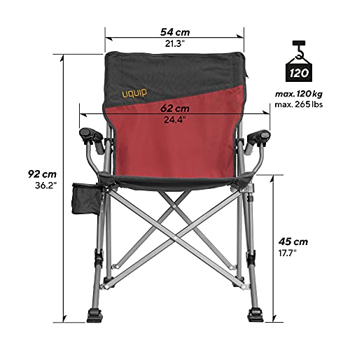 Uquip Roxy - Silla de Camping con portabotellas - Estructura Estable de hasta 120 kg - Rojo