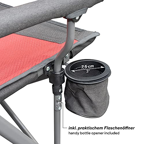 Uquip Roxy - Silla de Camping con portabotellas - Estructura Estable de hasta 120 kg - Rojo