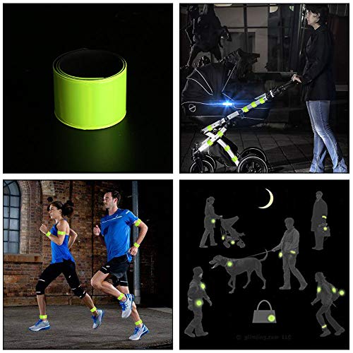 URAQT Bandas reflectoras, 12 Bandas Reflectantes a presión, Bandas de muñeca/Tobillo Altamente Reflectantes, Pulseras de Seguridad a presión para Ciclismo, Correr, Adultos, niños