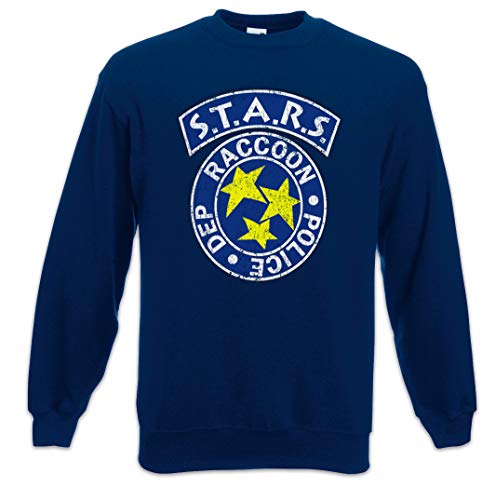 Urban Backwoods Vintage S.T.A.R.S. Logo Sudadera para Hombre Sweatshirt Pullover Azul Talla XL