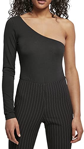 Urban Classics Ladies Organic Asymmetric One Sleeve Body Bodi modeladora, Negro, S para Mujer