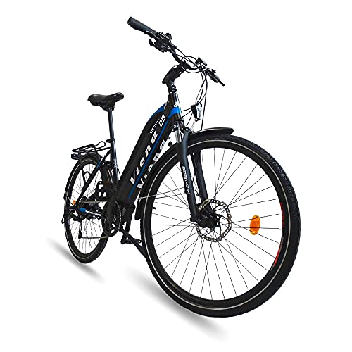 URBANBIKER Viena Bicicleta VTC eléctrica (Amarillo o Azul) batería Lithium Ion 804 WH (48 V y 17,5Ah), 26/28 Pulgadas Talla 45/48, Shimano Altus Derailleur, 7 velocidades. (Azul, 28)