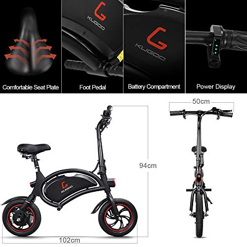 urbetter Bicicleta Electrica Plegables ebike 23 km de autonomía 250W Bicicletas Plegable 25 km/h, Bici Electricas Adulto con Ruedas de 12", Batería 36V 6.0Ah, Asiento Ajustable, B1