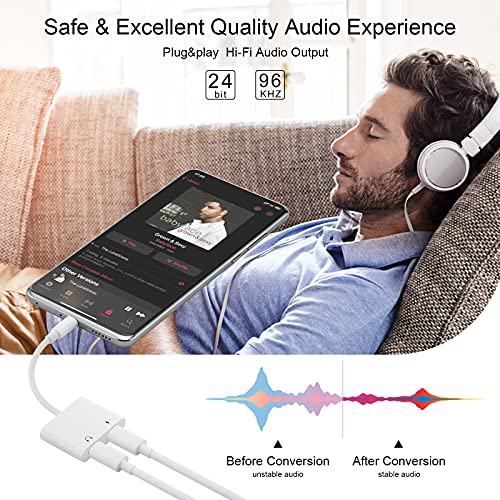 USB Tipo C Audio Adaptador,2 en 1 USB C a Doble USB C Adaptador Carga Audio Tipo C Adaptador para Auriculares con Chipset DAC y Cargador PD para Google Pixel 2/3 XL,Huawei Mate 20 Pro,Pad Pro y más