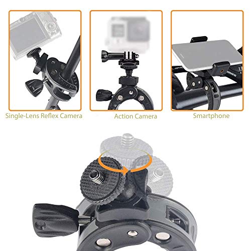 UTEBIT Soporte para Cámara, Abrazadera con Rosca de 1/4" Soporte Gopro Bicicleta Adaptador Gopro Giratorio de 180 Grados Soporte para Teléfono para Gopro Smartphone Cámara de Acción DSLR