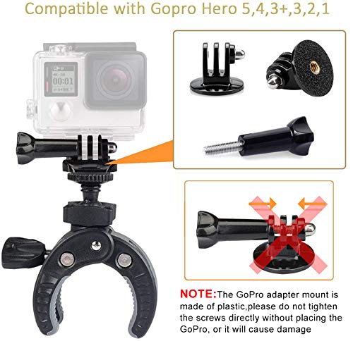 UTEBIT Soporte para Cámara, Abrazadera con Rosca de 1/4" Soporte Gopro Bicicleta Adaptador Gopro Giratorio de 180 Grados Soporte para Teléfono para Gopro Smartphone Cámara de Acción DSLR